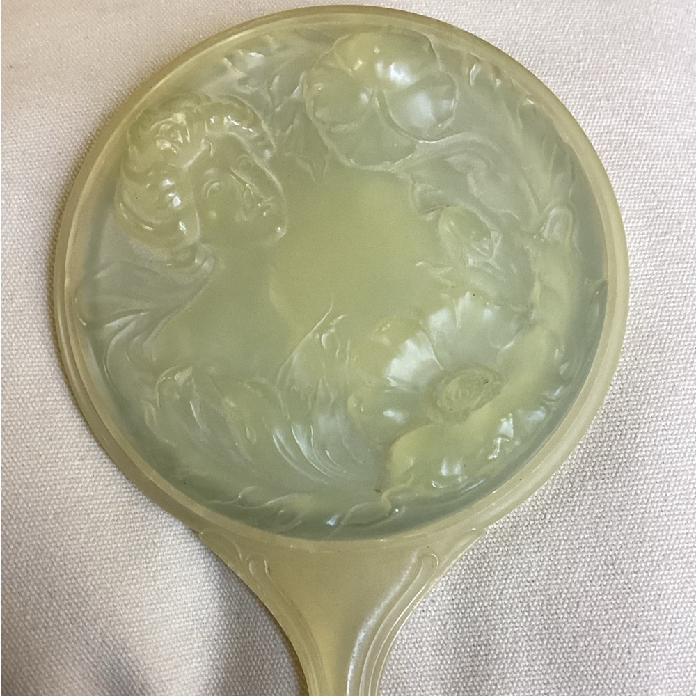 Elegant Vintage Hand Mirror in Cream